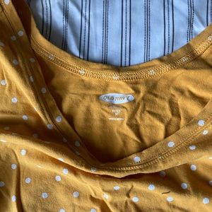 Yellow polka dot maternity shirt
